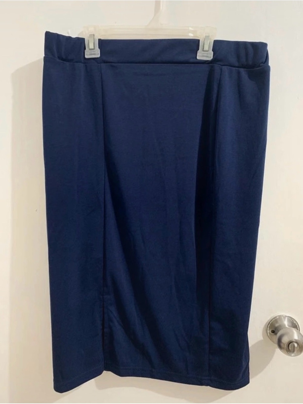 Women's Navy Midi Pencil Skirt - Sleek Workwear